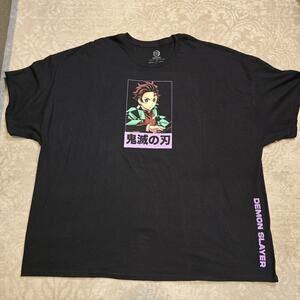 Demon Slayer Black Graphic Short Sleeve Shirt Men's 5XL Anime
